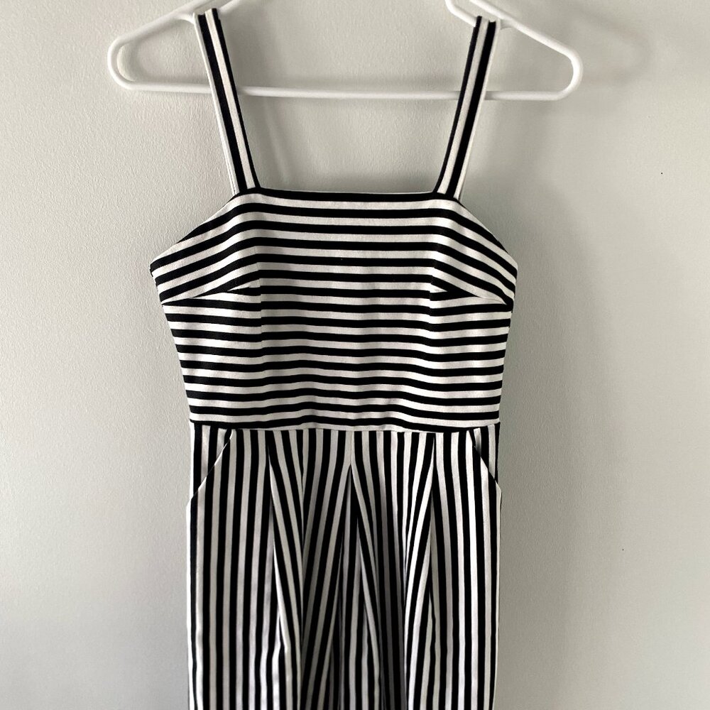 Black and White Striped tank mini dress size small